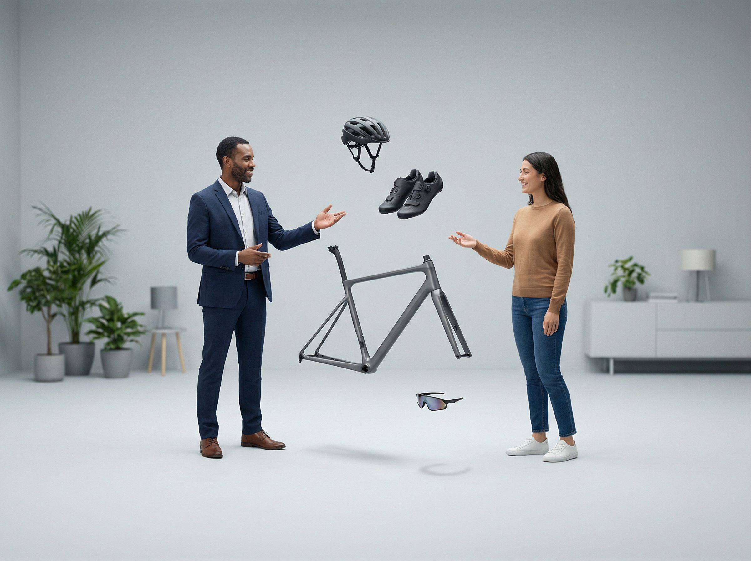 Two bicycles parked near a lush flowering bush, perfect for lifestyle and nature themes.